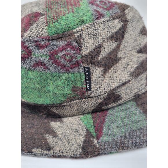 Ruth & Boaz Wool Blend Aztec Unisex One Size Sun‎ Bucket Hat Brown Green - Picture 4 of 9